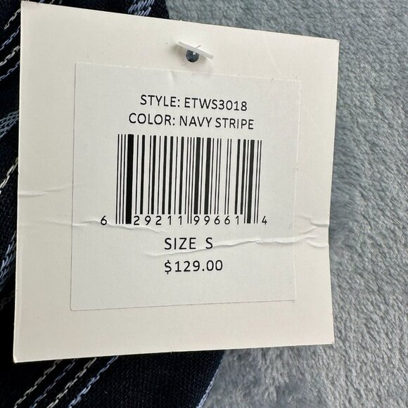 Ellen Tracy Tie Front Linen Blend Dress Size Small Navy White Stripe $129 NWT - Picture 7 of 16